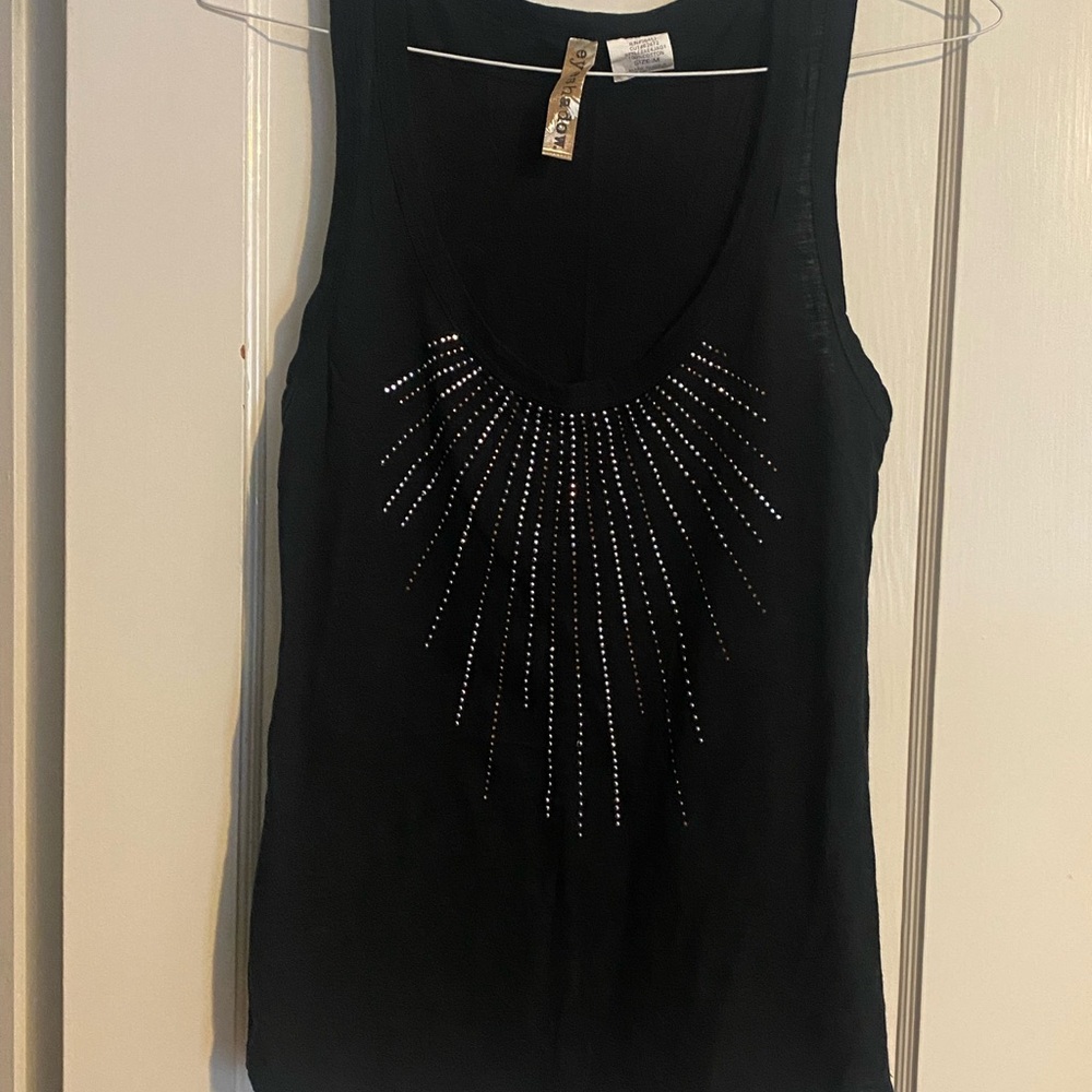 Eyeshadow Black Sleeveless Embellished Tank Top